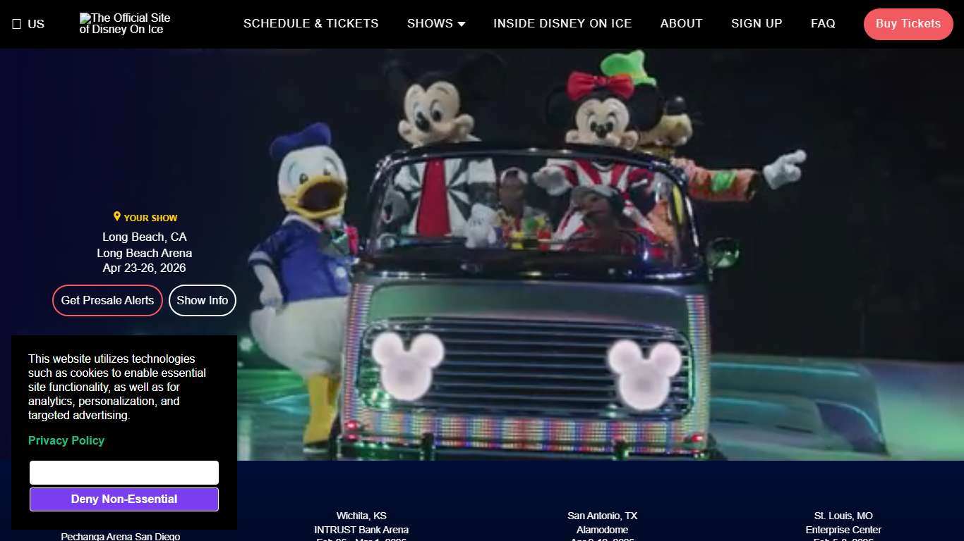 The Official Site of Disney On Ice A series of touring ice shows produced by Feld Entertainment under agreement with The Walt Disney Company.